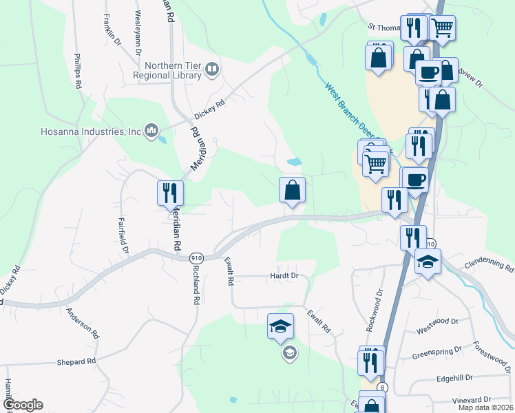 map of restaurants, bars, coffee shops, grocery stores, and more near 4027 Fisher Road in Gibsonia