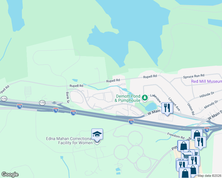 map of restaurants, bars, coffee shops, grocery stores, and more near 74 Overlook Drive in Clinton