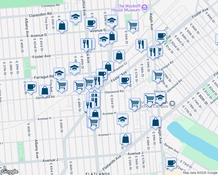 map of restaurants, bars, coffee shops, grocery stores, and more near in Brooklyn
