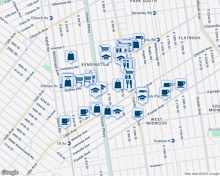 map of restaurants, bars, coffee shops, grocery stores, and more near in Brooklyn