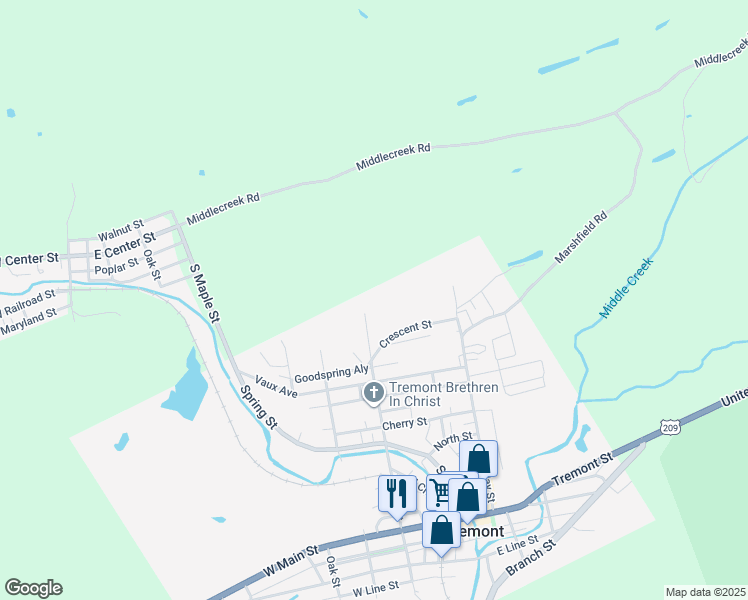 map of restaurants, bars, coffee shops, grocery stores, and more near 64 Mahantongo Street in Tremont