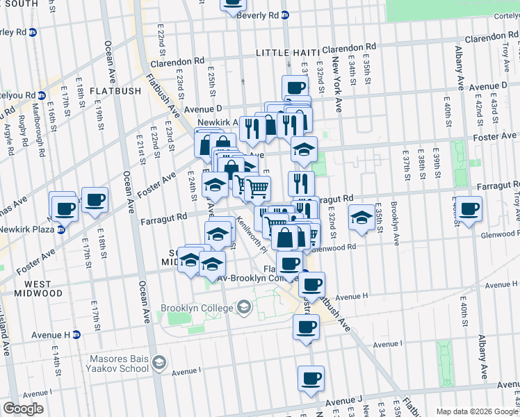 map of restaurants, bars, coffee shops, grocery stores, and more near in Brooklyn