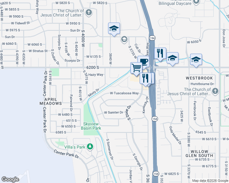 map of restaurants, bars, coffee shops, grocery stores, and more near 6 Utah Lake Distribution Canal Trail in West Jordan