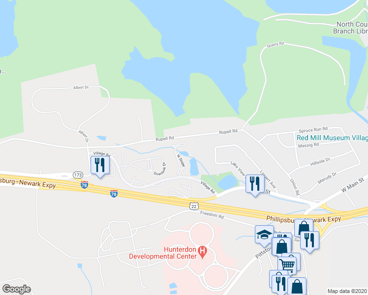 map of restaurants, bars, coffee shops, grocery stores, and more near 83 North Slope in Clinton