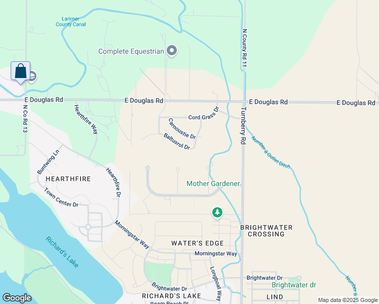 map of restaurants, bars, coffee shops, grocery stores, and more near 1949 East Douglas Road in Fort Collins