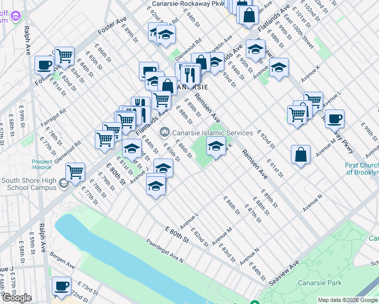 map of restaurants, bars, coffee shops, grocery stores, and more near in Brooklyn