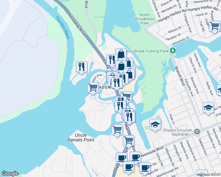 map of restaurants, bars, coffee shops, grocery stores, and more near 7 1st Street in Queens
