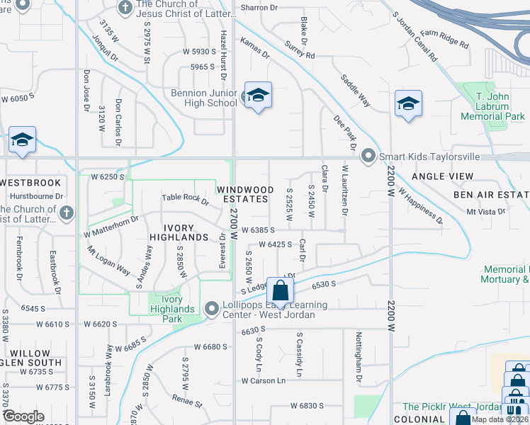 map of restaurants, bars, coffee shops, grocery stores, and more near 2598 Woodhill Circle in Taylorsville