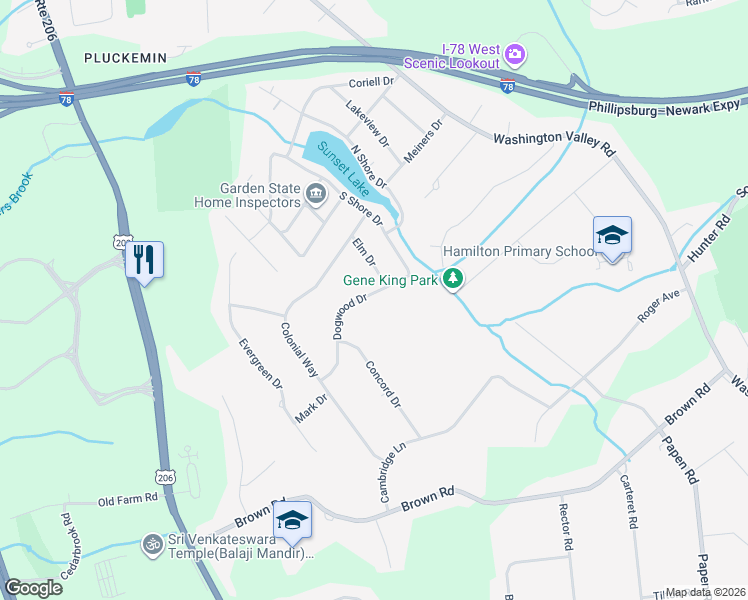 map of restaurants, bars, coffee shops, grocery stores, and more near 1300 Dogwood Drive in Bridgewater Township