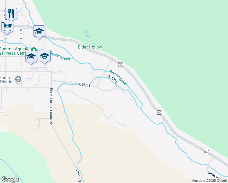 map of restaurants, bars, coffee shops, grocery stores, and more near 870 East 350 South in Kamas