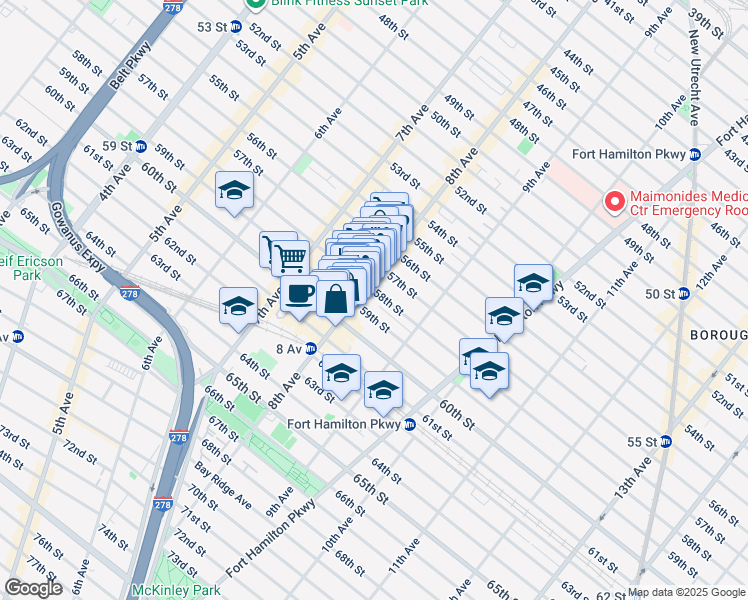 map of restaurants, bars, coffee shops, grocery stores, and more near in Brooklyn