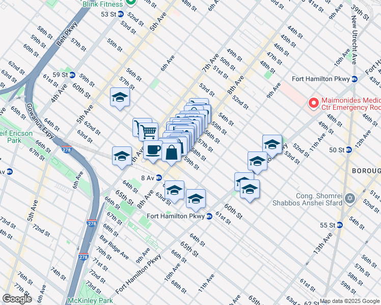 map of restaurants, bars, coffee shops, grocery stores, and more near in Brooklyn