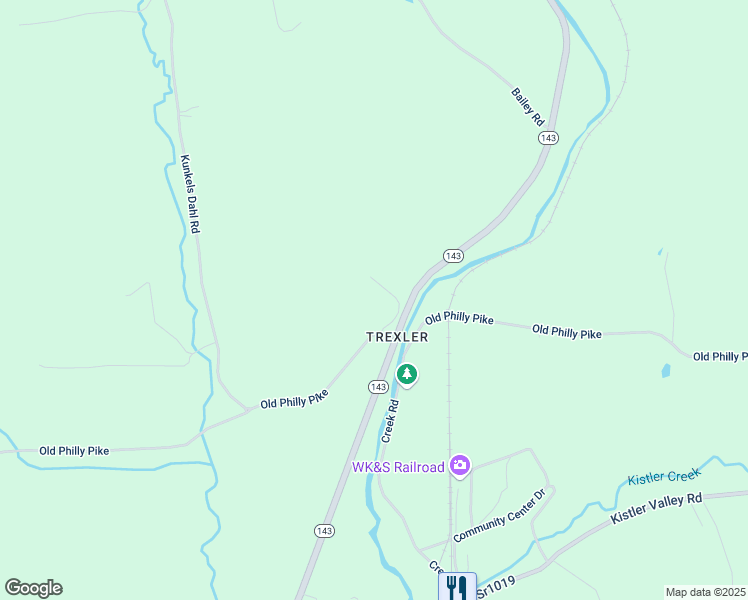 map of restaurants, bars, coffee shops, grocery stores, and more near 507 Old Philly Pike in Kempton