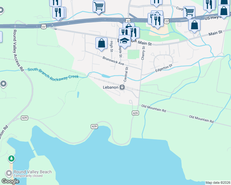 map of restaurants, bars, coffee shops, grocery stores, and more near 142 Conover Terrace in Lebanon