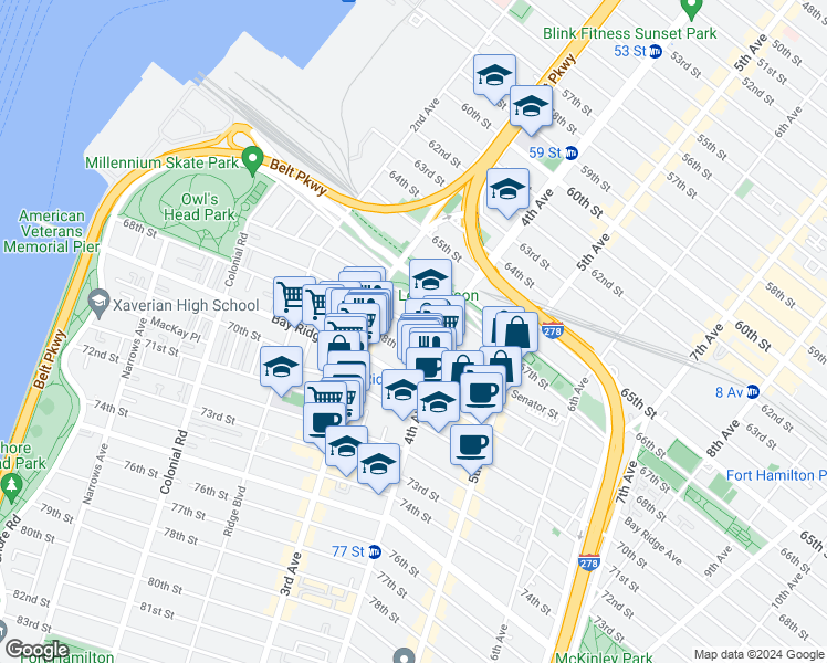 map of restaurants, bars, coffee shops, grocery stores, and more near 354 Senator Street in Brooklyn