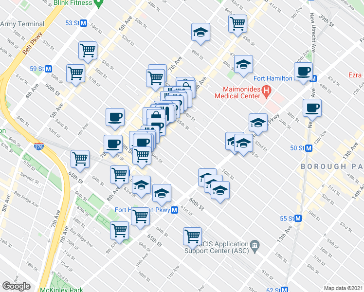 map of restaurants, bars, coffee shops, grocery stores, and more near 5606 9th Avenue in Brooklyn