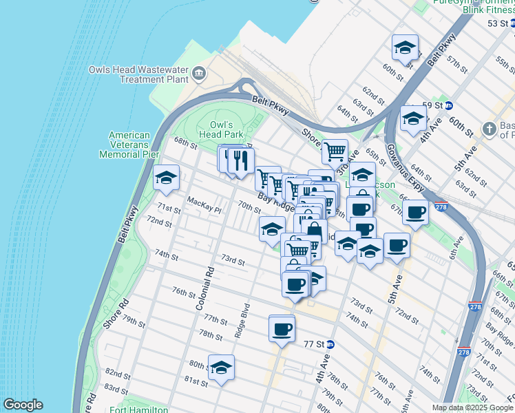map of restaurants, bars, coffee shops, grocery stores, and more near in Brooklyn