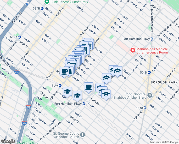 map of restaurants, bars, coffee shops, grocery stores, and more near 5606 9th Avenue in Brooklyn