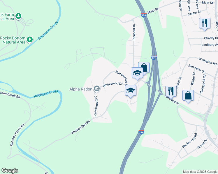 map of restaurants, bars, coffee shops, grocery stores, and more near 111 Whitewood Drive in Aliquippa