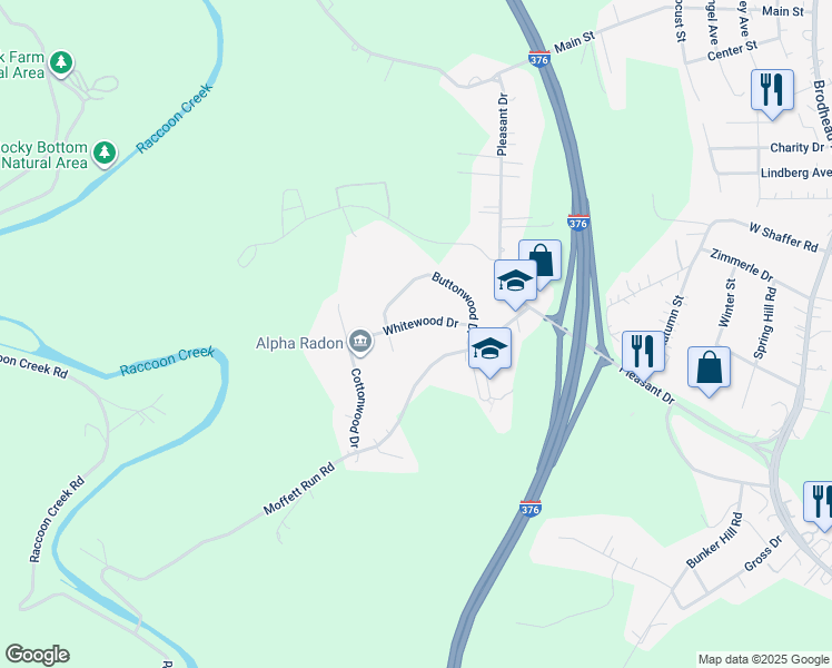 map of restaurants, bars, coffee shops, grocery stores, and more near 111 Whitewood Dr in Aliquippa