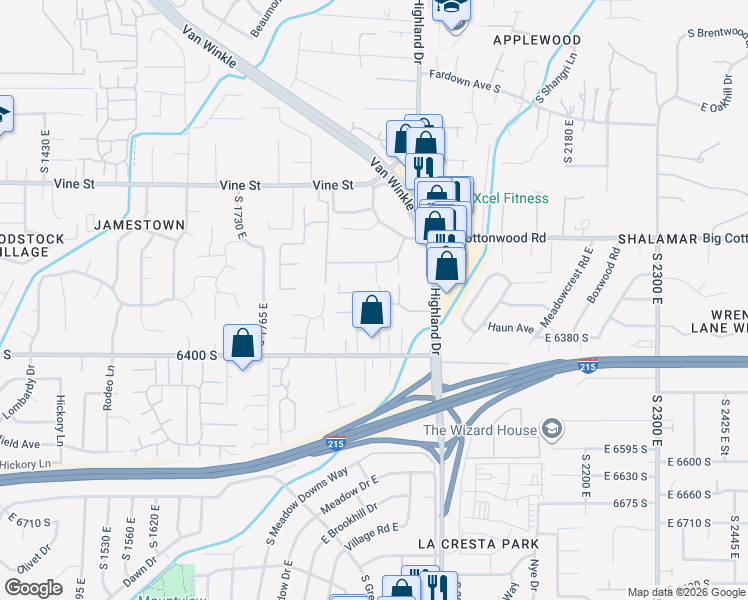 map of restaurants, bars, coffee shops, grocery stores, and more near 6300 Madrid in Murray