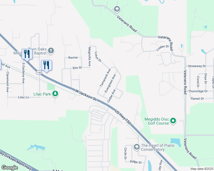map of restaurants, bars, coffee shops, grocery stores, and more near 198 Chestnut Drive in Morton