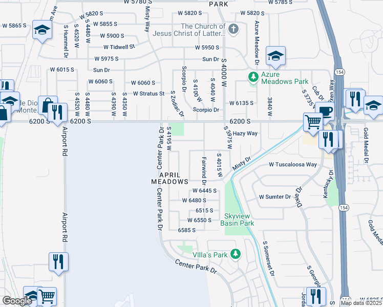 map of restaurants, bars, coffee shops, grocery stores, and more near 4091 West 6305 South in Salt Lake City