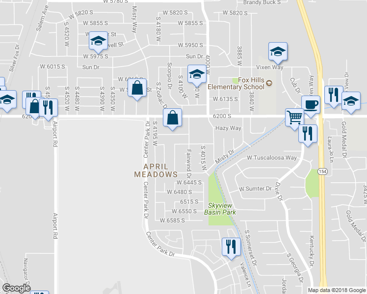 map of restaurants, bars, coffee shops, grocery stores, and more near 4091 West 6305 South in Salt Lake City
