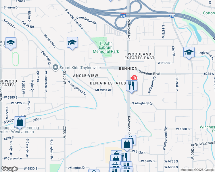 map of restaurants, bars, coffee shops, grocery stores, and more near 1857 Ben Air Circle in Taylorsville