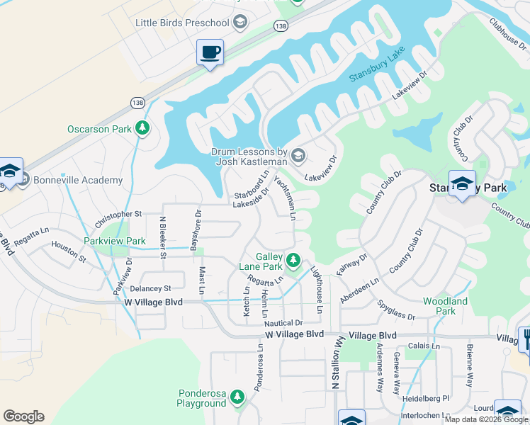 map of restaurants, bars, coffee shops, grocery stores, and more near 5935 Genoa Lane in Stansbury Park