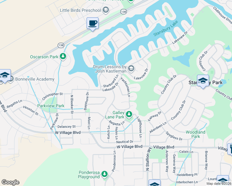 map of restaurants, bars, coffee shops, grocery stores, and more near 5935 Genoa Lane in Stansbury Park