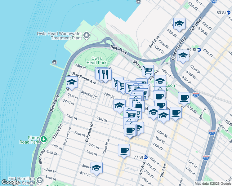 map of restaurants, bars, coffee shops, grocery stores, and more near in Brooklyn