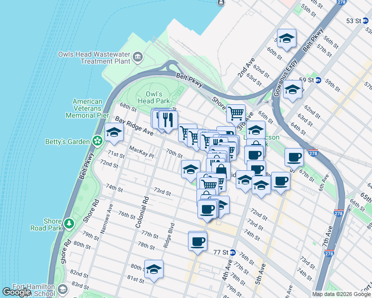 map of restaurants, bars, coffee shops, grocery stores, and more near in Brooklyn