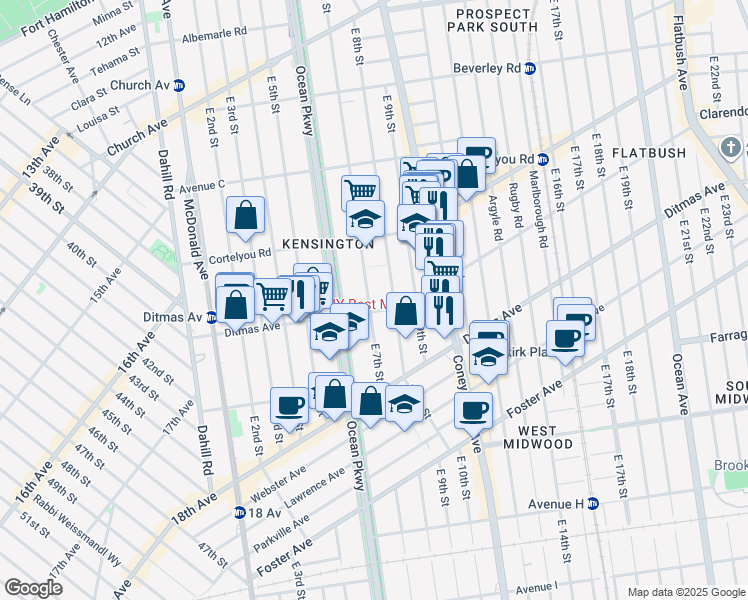 map of restaurants, bars, coffee shops, grocery stores, and more near in Brooklyn