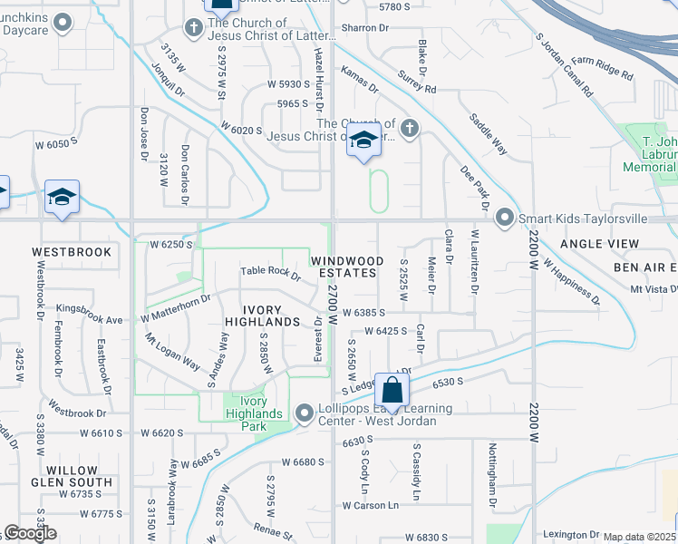 map of restaurants, bars, coffee shops, grocery stores, and more near 6301 South 2700 West in Taylorsville