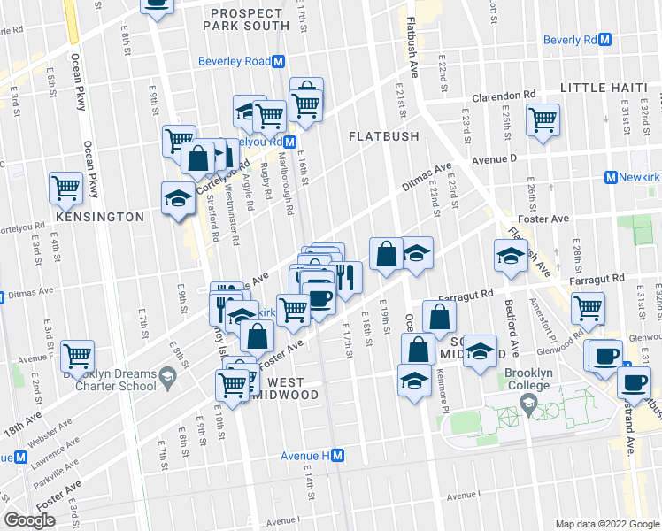 map of restaurants, bars, coffee shops, grocery stores, and more near in Brooklyn