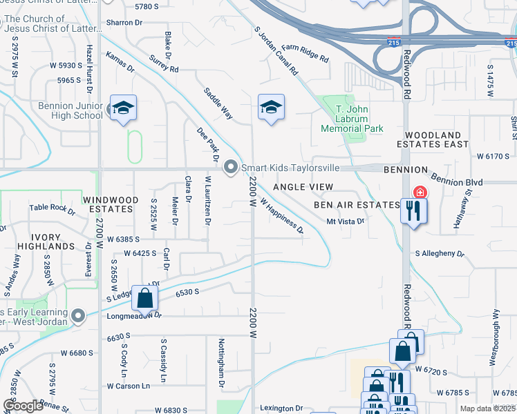 map of restaurants, bars, coffee shops, grocery stores, and more near 6313 2200 West in Taylorsville