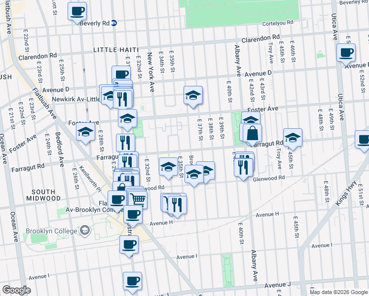 map of restaurants, bars, coffee shops, grocery stores, and more near in Brooklyn