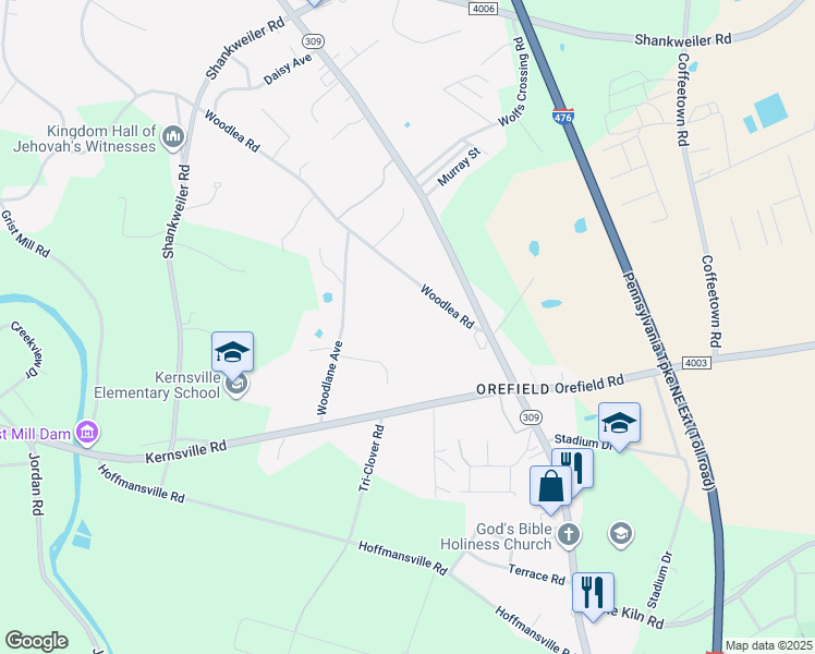 map of restaurants, bars, coffee shops, grocery stores, and more near 3054 Woodlea Road in Orefield