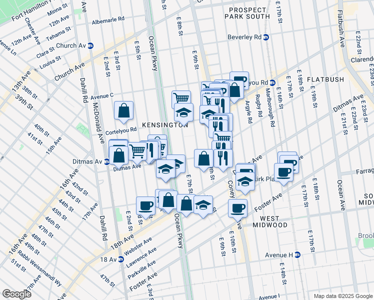 map of restaurants, bars, coffee shops, grocery stores, and more near in Brooklyn