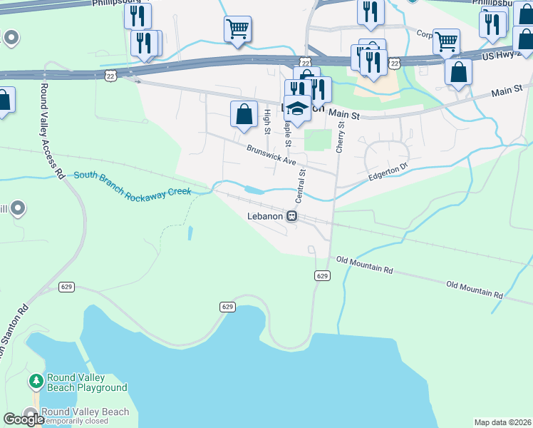 map of restaurants, bars, coffee shops, grocery stores, and more near 110 Conover Terrace in Lebanon