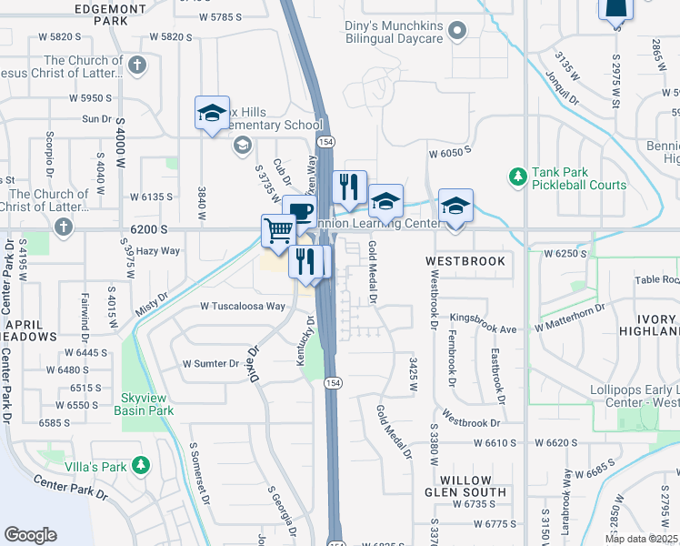 map of restaurants, bars, coffee shops, grocery stores, and more near 6280 Laura Jo Lane in Taylorsville