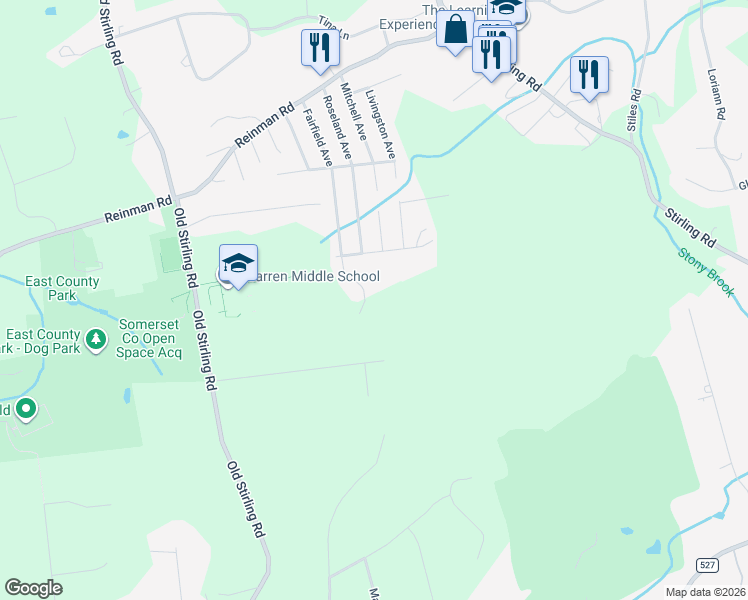map of restaurants, bars, coffee shops, grocery stores, and more near 6 Woodcrest Court in Warren