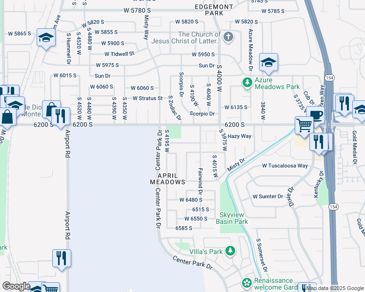 map of restaurants, bars, coffee shops, grocery stores, and more near 4139 Cheltonham Way in West Jordan