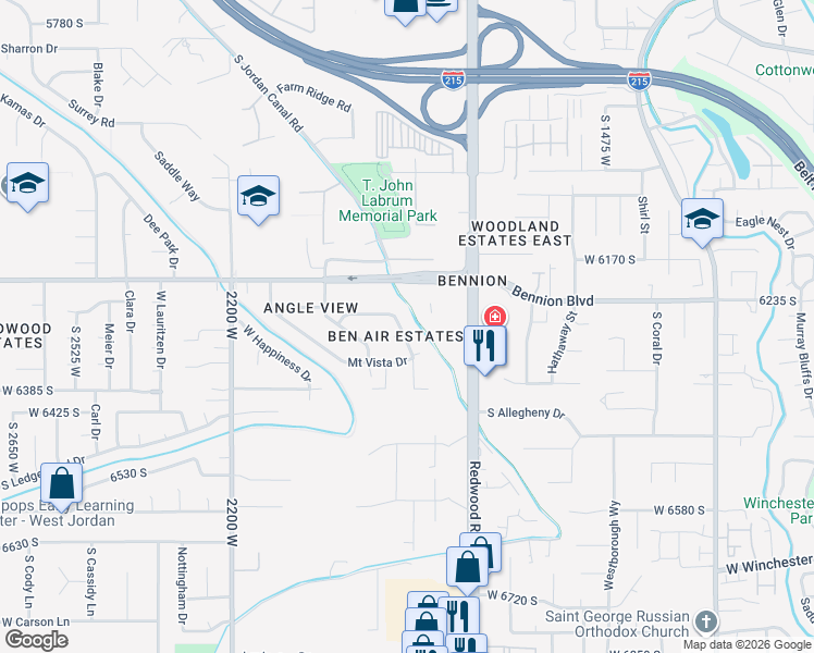 map of restaurants, bars, coffee shops, grocery stores, and more near 6293 Ben Air Drive in Taylorsville