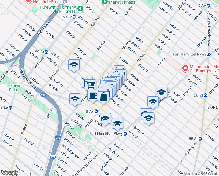 map of restaurants, bars, coffee shops, grocery stores, and more near in Brooklyn