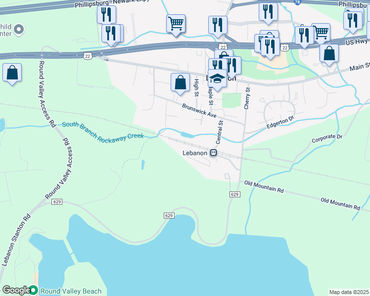 map of restaurants, bars, coffee shops, grocery stores, and more near 55 Conover Terrace in Lebanon