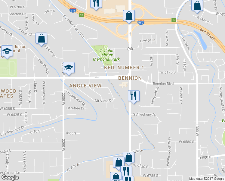 map of restaurants, bars, coffee shops, grocery stores, and more near 6293 Ben Air Drive in Taylorsville