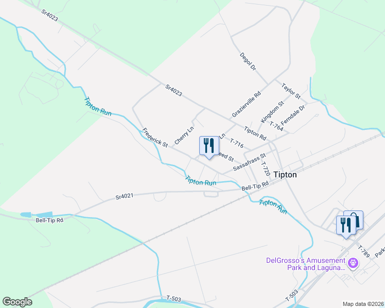 map of restaurants, bars, coffee shops, grocery stores, and more near 610 T-740 in Tyrone