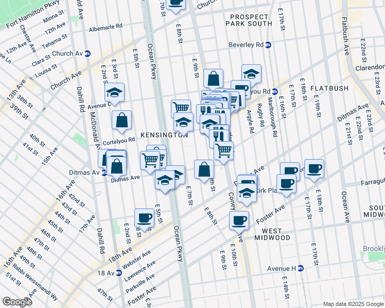 map of restaurants, bars, coffee shops, grocery stores, and more near in Brooklyn